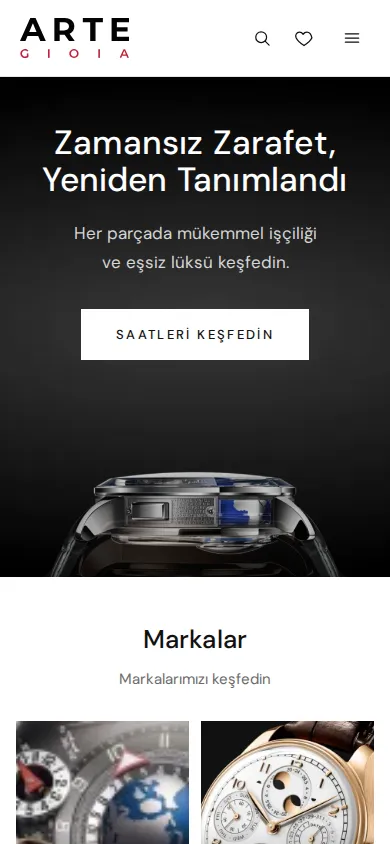 artegioia.com mobil ana sayfa ekran görüntüsü