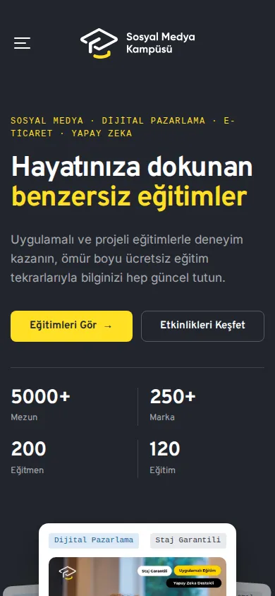 sosyalmedyakampusu.com mobil ana sayfa ekran görüntüsü